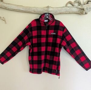 Columbia Red and Black Plaid Fleece Jacket